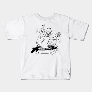 Funny chicken on pan ink-pencil illustration Kids T-Shirt